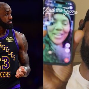 LeBron James (L) and LeBron and Gloria (R)