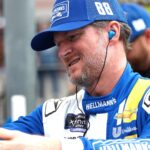 BRISTOL, TN - SEPTEMBER 20: Dale Earnhardt, Jr ( 88 JR Motorsports Hellmann s Chevrolet) talks with members of his crew during practice for the NASCAR, Motorsport, USA Xfinity Series Food City 300 on September 20, 2024