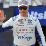 Apr 13, 2025; Bristol, Tennessee, USA; NASCAR Cup Series driver Brad Keselowski (6) during driver introductions for the NASCAR Food City 500 at Bristol Motor Speedway