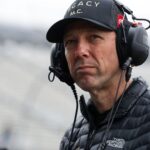 Apr 27, 2024; Dover, Delaware, USA; Former NASCAR Cup Series driver Matt Kenseth looks on during practice and qualifying for the Wurth 400 at Dover Motor Speedway.