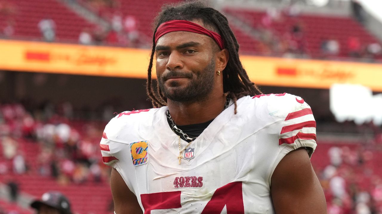 San Francisco 49ers middle linebacker Fred Warner (54) after the game against the Jacksonville Jaguars at Levi's Stadium.