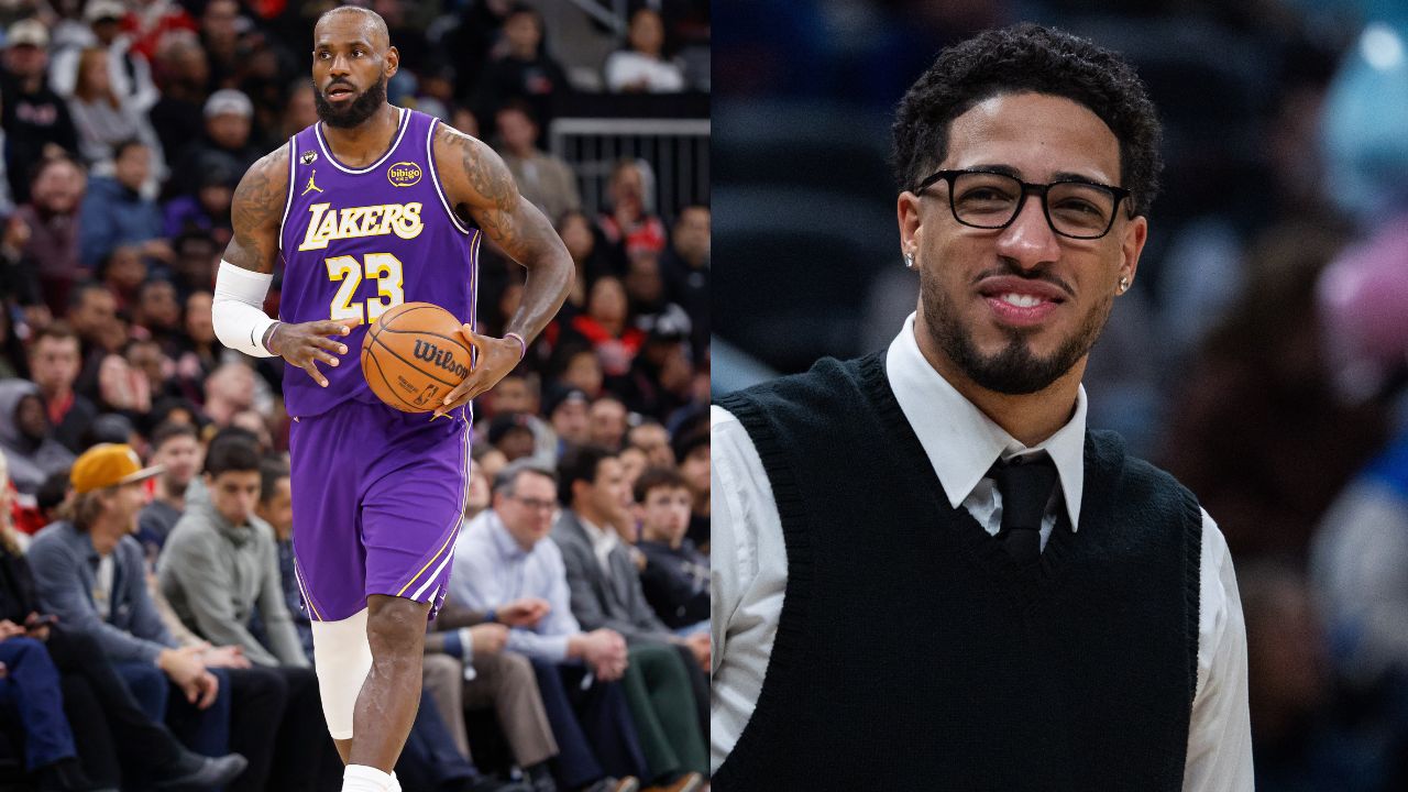 LeBron James (L) Tyrese Haliburton (R)