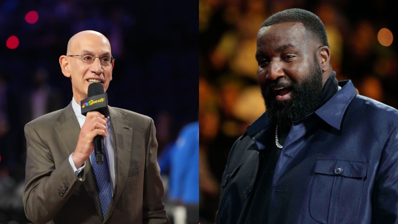 (L) Adam Silver (R) Kendrick Perkins