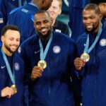 (L-R) Stephen Curry, LeBron James, and Kevin Durant