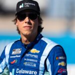 Nov 1, 2025; Avondale, Arizona, USA; NASCAR Cup Series driver Carson Hocevar (77) during qualifying for the NASCAR Championship race at Phoenix Raceway