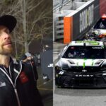 Feb 4, 2026; WInston-Salem, North Carolina, USA; NASCAR Cup Series driver Ty Gibbs (54) is challenged by driver Chase Briscoe (19) during the Cook Out Clash at Bowman Gray Stadium.