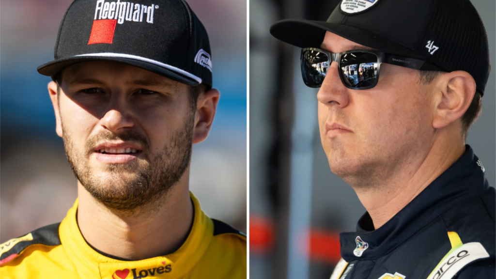 (L-R) NASCAR Cup Series drivers Todd Gilliland and Kyle Busch