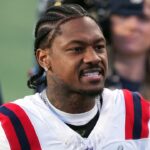 New England Patriots wide receiver Stefon Diggs (8) during halftime against the Seattle Seahawks in Super Bowl LX at Levi's Stadium.