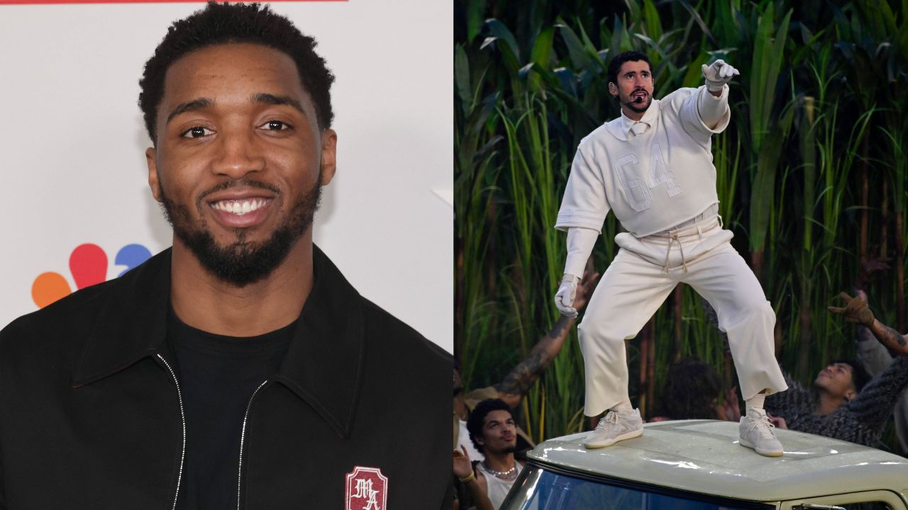 Donovan Mitchell (L), Bad Bunny (R)