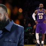 Kendrick Perkins (L), LeBron James (R)