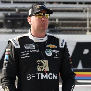 Oct 25, 2025; Martinsville, Virginia, USA; NASCAR Cup Series driver Kyle Busch (8) before NASCAR Cup Series Xfinity 500 Practice and Qualifying at Martinsville Speedway.