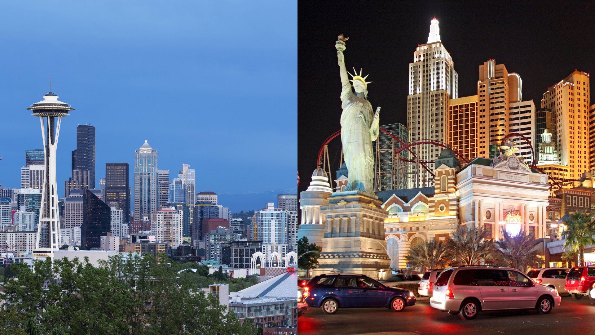 Seattle, Washington (L) and Las Vegas, Nevada (R)
