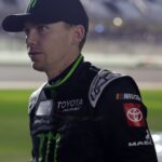 Feb 11, 2026; Daytona Beach, Florida, USA; NASCAR Cup Series driver Riley Herbst (35) during qualifying for the Daytona 500 at Daytona International Speedway.