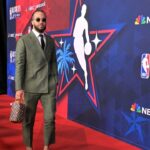 Team USA Stripes guard Jalen Brunson (11) of the New York Knicks on the red carpet before the 75th NBA All Star Game at Intuit Dome.