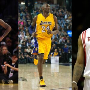 LeBron James (L), Kobe Bryant (C), and Tracy McGrady (R)