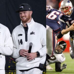 Drake Maye, Sam Darnold and Tom Brady