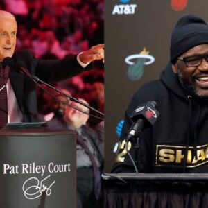 Pat Riley(L) and Shaquille O'Neal(R)