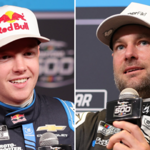 (L-R) NASCAR Cup Series drivers Connor Zilisch and Shane van Gisbergen.
