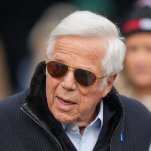 New England Patriots owner Robert Kraft prior to the game against the New York Jets at MetLife Stadium.