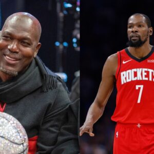 Hakeem Olajuwon (L), Kevin Durant (R)