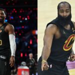 Donovan Mitchell (L) and James Harden (R)