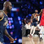 LeBron James(L) and Anthony Edwards(R)