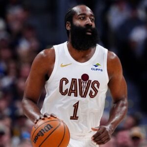 Cleveland Cavaliers guard James Harden (1) during the second quarter against the Denver Nuggets at Ball Arena.