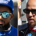 (L-R) NASCAR driver Rajah Caruth and 7x F1 champion Lewis Hamilton.