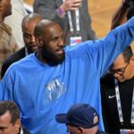Feb 15, 2026; Inglewood, California, USA; Team USA Stripes forward LeBron James (23) of the Los Angeles Lakers leaves the court after the championship game during the 75th NBA All Star Game at Intuit Dome
