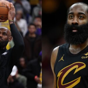 LeBron James (L), James Harden (R)