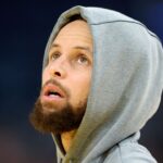 Golden State Warriors guard Stephen Curry (30) warms up before the game against the Milwaukee Bucks at Chase Center.