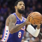 Jan 27, 2026; Philadelphia, Pennsylvania, USA; Philadelphia 76ers forward Paul George (8) shoots the ball against the Milwaukee Bucks during the third quarter at Xfinity Mobile Arena