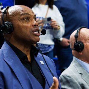 Dec 13, 2025; Lexington, Kentucky, USA; Charles Barkley interviews Kentucky Wildcats forward Mouhamed Dioubate after the game against the Indiana Hoosiers at Rupp Arena at Central Bank Center