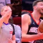 Jenna Reneau (L) and Alperen Sengun (R) during their altercation