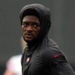 San Francisco 49ers wide receiver Brandon Aiyuk works out with his teammates during the second day of training camp.