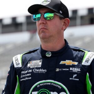 Jun 21, 2025; Long Pond, Pennsylvania, USA; NASCAR Cup Series driver Kyle Busch looks on from pit road during practice and qualifying for The Great American Getaway 400 at Pocono Raceway.