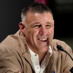 New England Patriots head coach Mike Vrabel speaks to media during Opening Night for Super Bowl LX at San Jose Convention Center