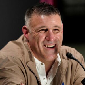 New England Patriots head coach Mike Vrabel speaks to media during Opening Night for Super Bowl LX at San Jose Convention Center