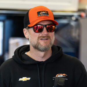 Feb 13, 2026; Daytona Beach, Florida, USA; NASCAR Cup Series team owner Dale Earnhardt Jr during practice for the Daytona 500 at Daytona International Speedway. Mandatory Credit: Mark J. Rebilas-Imagn Images