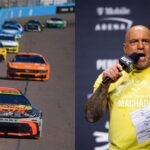 NASCAR Cars (L) and Joe Rogan (R)