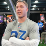San Francisco 49ers running back Christian McCaffrey (23) during NFC practice at the NFL Flag Fieldhouse at Moscone Center South Building.
