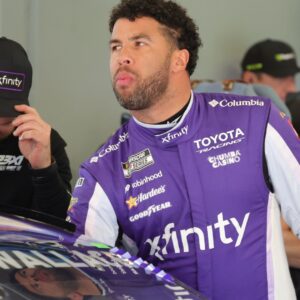 Feb 13, 2026; Daytona Beach, Florida, USA; NASCAR Cup Series driver Bubba Wallace (23) during NASCAR Cup Series practice at Daytona International Speedway.