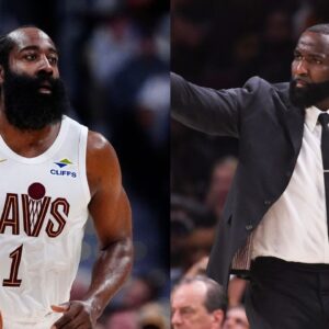 James Harden (L), Kendrick Perkins (R)