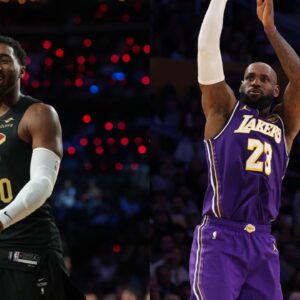 Donovan Mitchell (L), LeBron James (R)