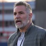 Kurt Warner reacts during Seattle Seahawks practice at FC Bayern Munich at Sabener Strabe.