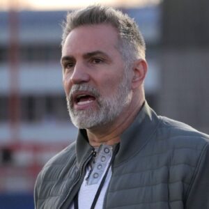 Kurt Warner reacts during Seattle Seahawks practice at FC Bayern Munich at Sabener Strabe.