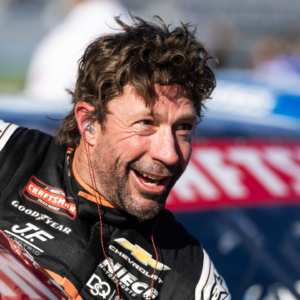 Feb 13, 2026; Daytona Beach, Florida, USA; NASCAR Truck Series driver Travis Pastrana during qualifying for the Fresh from Florida 250 at Daytona International Speedway. Mandatory Credit: Mark J. Rebilas-Imagn Images