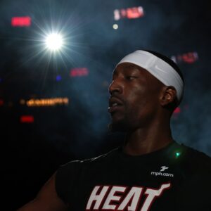 Mar 5, 2026; Miami, Florida, USA; Miami Heat center Bam Adebayo (13) enters the court during player introductions before the game against the Brooklyn Nets at Kaseya Center