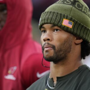 Arizona Cardinals quarterback Kyler Murray watches his team from the sidelines as they play the San Francisco 49ers at State Farm Stadium in Glendale on Nov. 16, 2025.