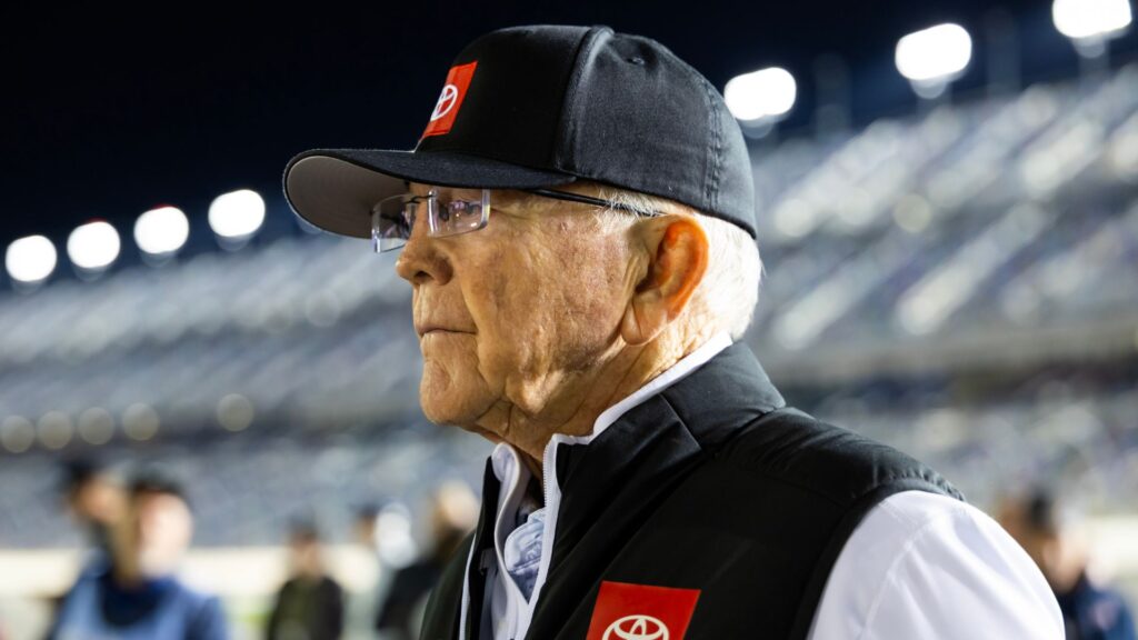 Feb 11, 2026; Daytona Beach, Florida, USA; NASCAR Cup Series team owner Joe Gibbs during qualifying for the Daytona 500 at Daytona International Speedway